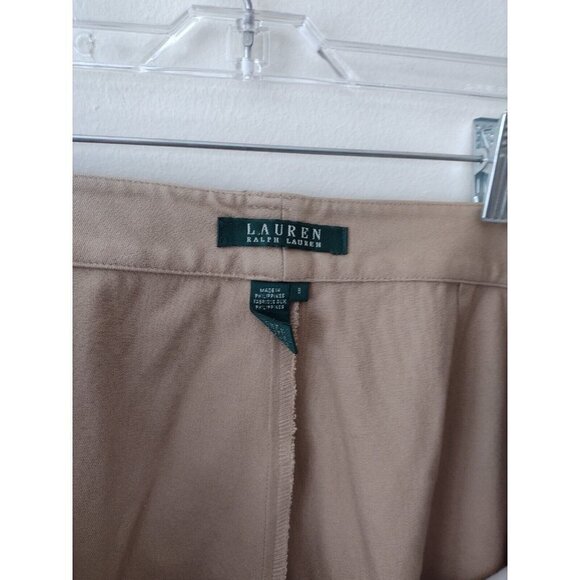 Lauren Ralph Lauren Dress Pants Womens Size 8 Tan Flat Front Zip Pockets Stretch - Picture 5 of 16